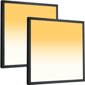 2x2 FT LED Flush Mount Panel Light 5000K 4000K 3000K Selectable & Dimmable, Black Square Surface Mount led Ceiling Light, 40W, 4400LM, 100-277V, ETL Listed, 2 Pack