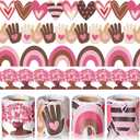 Harloon 4 Rolls 131 Ft Black History Month Valentine's Day Bulletin Board February Classroom Decor African American Heart Holiday Theme Bulletin Board Borders Trim for Office School Party Decor