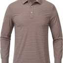 Tyhengta Men's Striped Shirt Long Sleeve Golf Polo Shirts (Green, XL)