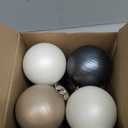 Motionchic 6 Pcs 6 Inch Large Neutral Christmas Balls Ornaments Jumbo Big Rustic Textured Brown Beige Tan Gold Dot Xmas Ornaments Vintage Farmhouse Modern Christmas Decor for Xmas Tree Outdoor Decor