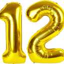 40 Inch Gold Balloon Number 12 Balloon,Jumbo Mylar Foil Helium Balloon for 12 Birthday Digital Balloons for Birthday Party,Wedding Anniversary Party Decorations