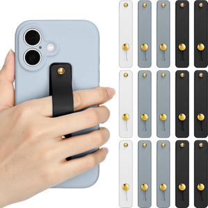 Weewooday 15 Pieces Phone Grip Strap Telescopic Finger Loop Finger Strap Holder Silicone Stretch Grip Stand for Most Mobile Phone and Tablets(Dark Gray)