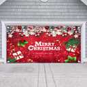 Lordearon Christmas Garage Door Banner Decoration Large Christmas Garage Cover for Indoor Outdoor Holiday Party Supplies, Red Ornaments Backdrop Sign 6X13 FT