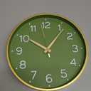 Wall Clock Green, 10 Inch Silent Wall Clocks Battery Operated-Modern Non Ticking Analog Clock Decorative for Kitchen Bedroom Office Bathroom(Gold)