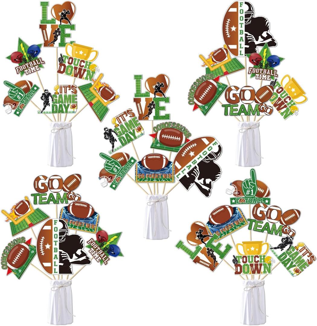 30Pcs Football Party Centerpiece Sticks, Football Table Toppers Decorations for Football Game Day, Football Birthday Party, Baby Shower Party Decor