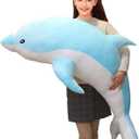 Somao Dolphin Stuffed Animals Plush Pillow Super Soft Sea Animal Plush Toys Dolls for Boys Girls Sleeping Cushion Gift (70cm/27.55in, Blue)