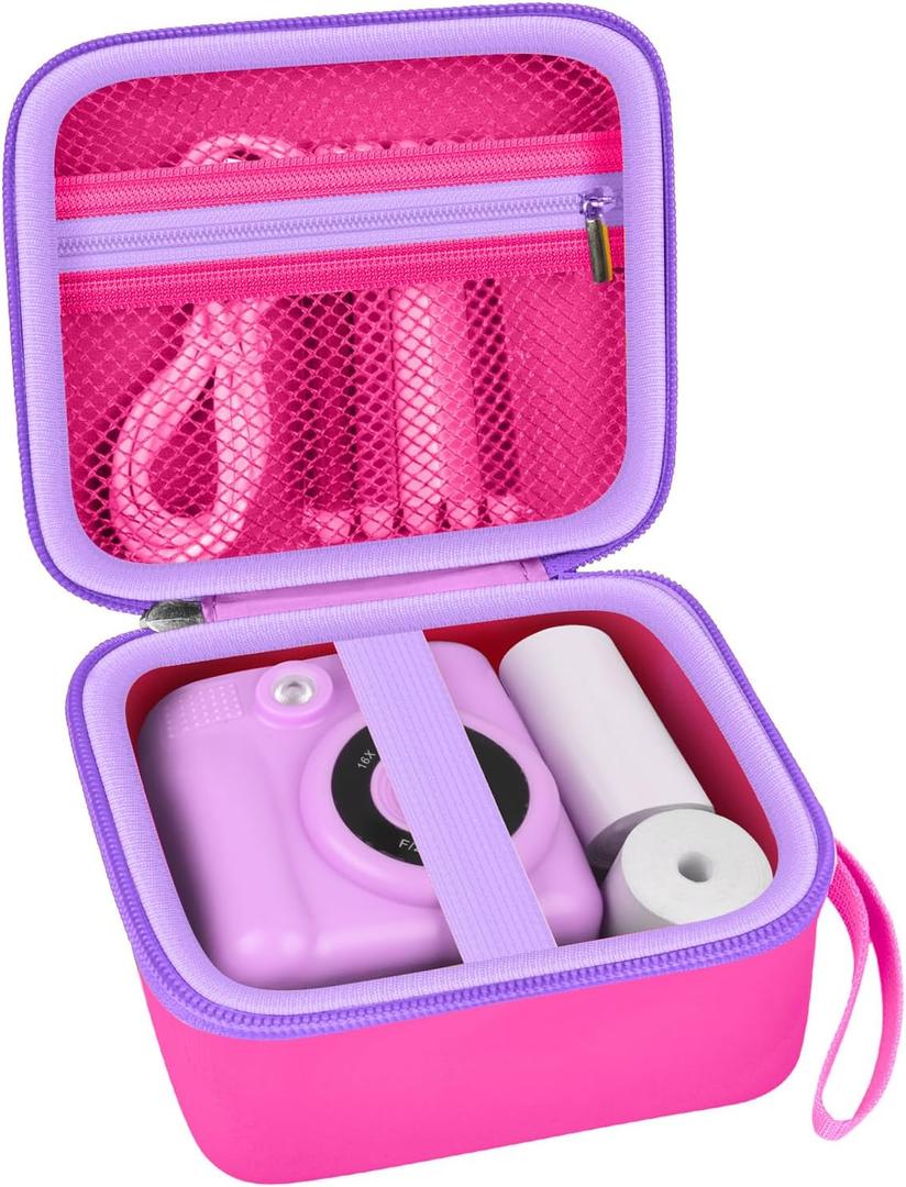 Kids Instant Print Camera Case Compatible with ESOXOFFORE for Dylanto for DUDUDRAGON for GKTZ for Dafotil for Careenoah for Aasonida Toddler Digital Prints Paper Storage Bag (Box Only) Bright Pink