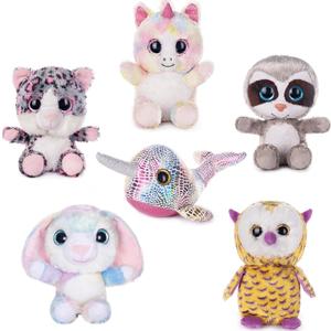 My OLi 7" Adorable Stuffed Animals Bulk - 6 Pcs Fairy Tale Plush Toys (Sloth, Unicorn, Rabbit, Narwhal, Owl, Cat) - Perfect Plushies for Babies Kids Girls & Boys