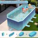 Jessie Foldable Pool for Kids and Adults Non InflatableFrame Outdoor Swimming Pool Blue Kiddie Pools Thickened Support Dog Above Ground Garden Backyard (102.36 in)
