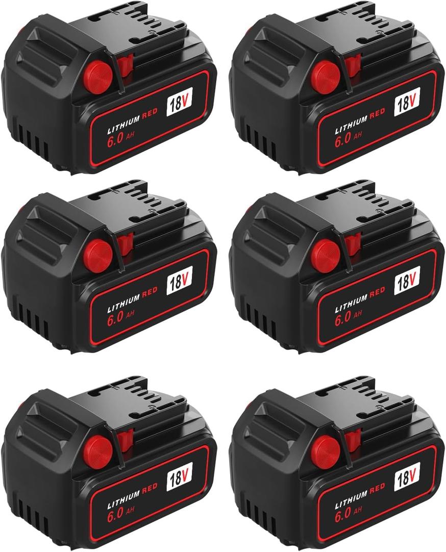 6-Pack 18V 6.0Ah Battery Replacement for Milwaukee m18 Battery, Compatible with m18 Milwaukee Battery Chargers and More Cordless Power Tools