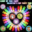 2 x Valentine's Day Gifts for Kids, 28 Pack Valentine's Day Cards for Kids Classroom with Animal Finger Lights, Glow in the Dark Light Up, Toys Bulk Party Favors, School Exchange Prize