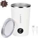 316 Stainless Steel Magnetic Stirring Coffee Cup with Battery and Temperature Display, Type C Rechargeable Auto Mixing Cup with Lid, Electric Self Stirring Mug for Coffee, Milk, Protein Powder - White