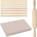 10 Pcs Clay Rolling Pin Pottery Toolsset 13.58 Inch Pottery Wood Rolling Pin 5939in Linen Tablecloth 4 Size Wooden Rollings Pins Guides Sticks for Carving Clay Rollings Pins Depth Guide Potterys