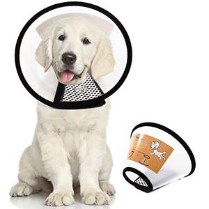 QIYADIN Plastic Pet Recovery Collars & Cones for Dogs and Cats After Surgery Adjustable Dog Neck Cone Surgical Elizabeth E-Collar Prevent Biting and Stop Licking Wound (S)