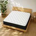 Full Size 12 Inch Hybrid Innerspring Mattress, Individual Pocket Coils Gel Memory Foam, Medium Soft Black & White Cover, Fiberglass Free CertiPUR-US Certified Compressed Bed in a Box, 54" x 75"