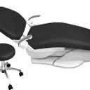 4Pcs/Set Protective Dental Chair Covers PU Leather Waterproof Elastic Seat Cover Headrest Backrest Round Cushion Protection Reusable Washable Wipeable Dentist Office Equipment Upholstery Case (Black)