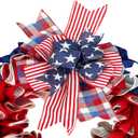 XKCL Patriotic Wreaths, 20 Inch Memorial Day Wreath, 4th of July American Flag Wreath for Front Door Decorations (Bulered)