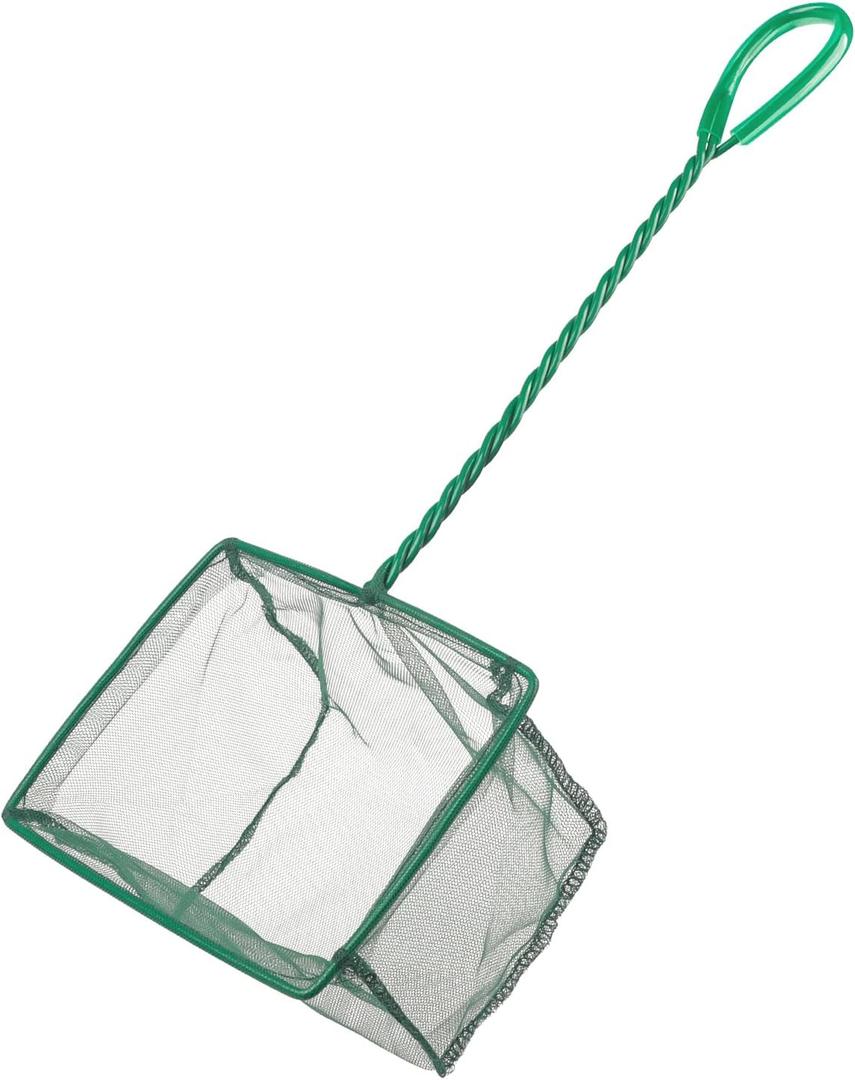 Pawfly Aquarium Fish Net with Braided Metal Handle Square Net with Soft Fine Mesh Sludge Food Residue Wastes Skimming Cleaning Net for Fish Tanks Small Koi Ponds and Pools