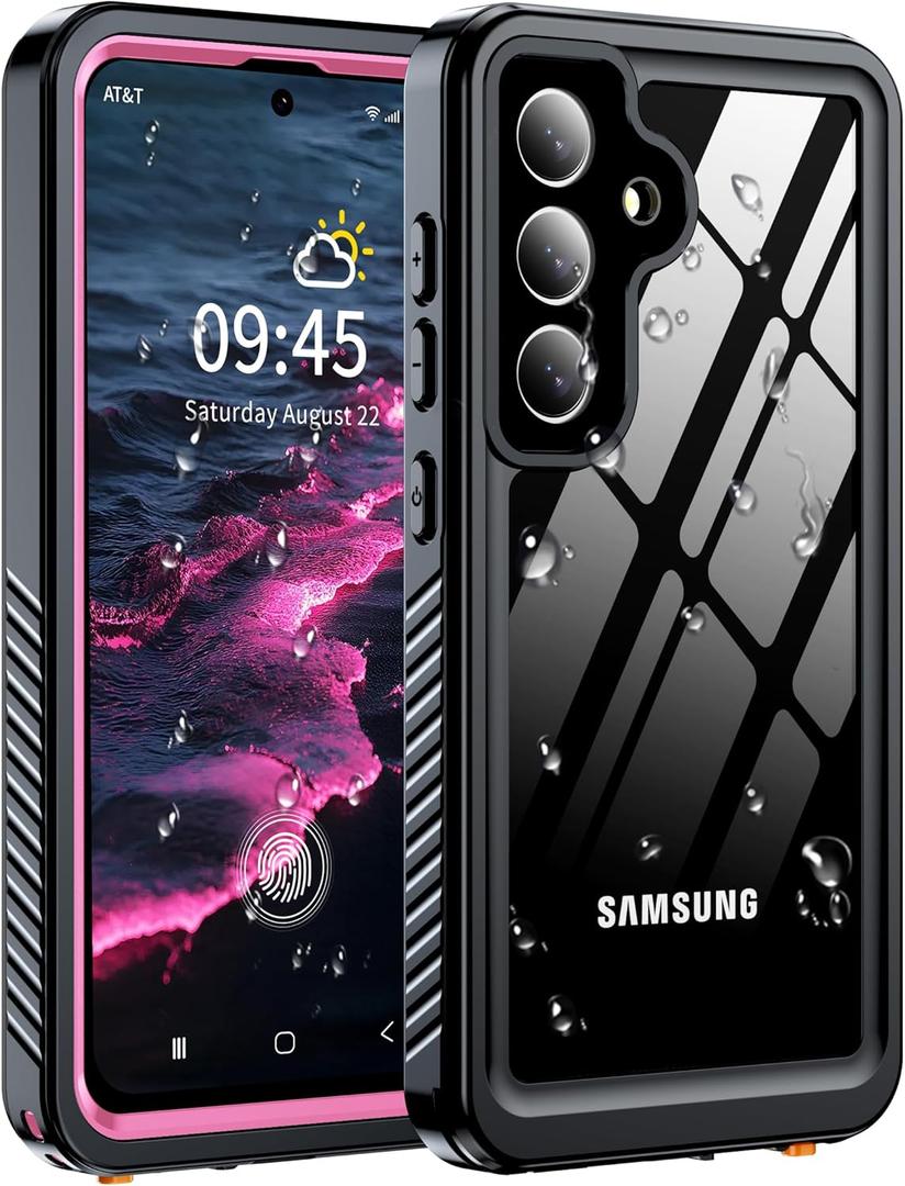 for Samsung Galaxy S25 Case, IP68 Waterproof with Built-in Screen&Lens Protector [14FT Military Shockproof] Full Body Heavy Duty Protective Phone Case for S25 5G, Pink