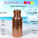Pure Copper Embossed Water Bottle 17 Oz with Lid Ayurvedic Water Bottle Copper Water Vessel Small Leak Proof Seamless Finish
