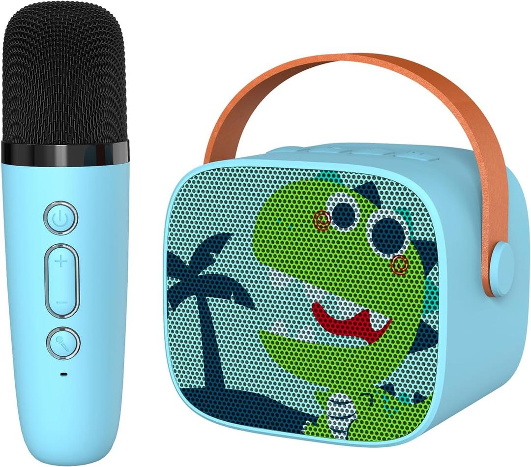 Mini Karaoke Machine for Kids, Portable Bluetooth Speaker with Wireless MicrophoneKids Music Player Toys for Girls and Boys,3,4, 5, 6, 7, 8+ Years Old, Teens Birthday (Green-Dinosaur)