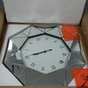 SHYFOY Decorative Wall Clock, 22 inch Mirrored Large Wall Clock, Silver Modern Silent Wall Clocks Diamond Beveled Frame Edge, Home Art Deco for Living Room, Dining Room