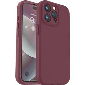Vooii Compatible with iPhone 15 Pro Case, Upgrade Defender Liquid Silicone, [Enhanced Camera Protection] [Soft Anti-Scratch Microfiber Lining] Shockproof Phone Case iPhone 15 Pro 6.1 inch - Plum