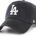 47 Brand MLB Black White Primary Logo Clean Up Adjustable Baseball Cap Hat, Adult One Size Fits All