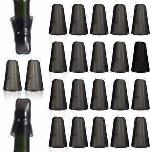 24 Pieces Translucent Liquor Pourer Covers Universal Bottle Pour Dispenser Liquor Bottle Covers Liquor Bottle Covers Bottle Cover Dust for Home Kitchen Tools Supplies (Black)