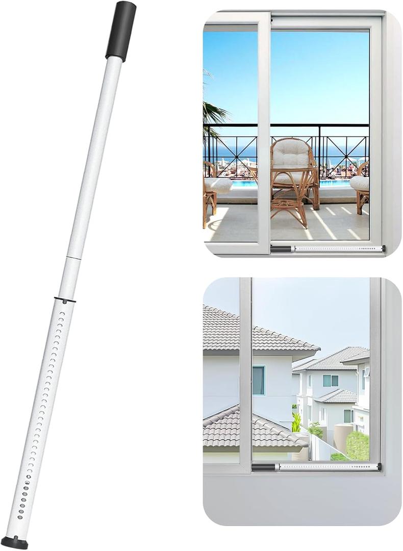 AceMining Sliding Door Security Bar, Heavy Duty Sliding Patio Door Lock Bar, 20-50inch Adjustable Multi-use Window Security Bars, Sliding Door Stopper, White, Pack of 1