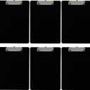 Trade Quest Plastic Clipboard Opaque Color Letter Size Low Profile Clip (Pack of 6) (Black)
