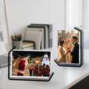 4x6inch 2 Pack Acrylic Picture Frames L Shaped Floating FrameDouble Sided Frames Artistic Modern picture Frame. (Grey, 4X6)