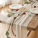 2 x Keketoarrange White Spring Cheesecloth Table Runner Ivory Cream Gauze Rustic Cheese Cloth Table Runner 120 Inch 10 FT for Wedding Baby Bridal Shower Party Sheer Boho Summer Home Decorations