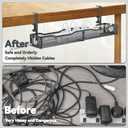 Cable Management, 25.3'' Under Desk Cable Management Tray No Drill, Metal Cable Organizer with Clamp for Wire Management, Cord Organizer for Home Office, Desk Accessories Organizer, Black
