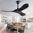 KBZZ 42" Ceiling Fan, Black Solid Wood with Remote Control and Reversible DC Motor, Indoor/Outdoor for Bedroom, Living Room, Office, Patio
