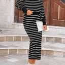 PRETTYGARDEN 2 Piece Skirts Sets for Women Fall Fashion 2026 Striped Sweater Dress Knit Lounge Travel Outfits Winter Clothing (Black)