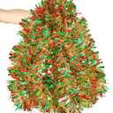 50FT Christmas Tinsel Garland, Red Green & Gold Thick Metallic Twist Garland for Xmas Tree, Holiday Party Decorations, Shiny & Flexible Indoor Outdoor Festive Streamers for Mantel, Stairs & DIY Crafts