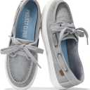 Project Cloud Sneakers for Women - Memory Foam Spring Shoes for Women Footwear - Slip-On Boat Shoes - Non Slip Fashion Sneakers - Lightweight Loafers (Seasalt) (7.5, Grey)