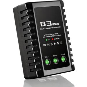 LiPo Battery Charger 2S-3S RC Balance Charger Compact Charger for 7.4-11.1V LiPo Batteries (Black)