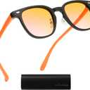 AMBEYE Gaming Glasses for Men Women 99% Blue Light Blocking Anti Fatigue & Glare Orange Lens TR90 Square Frame for Computer Use (Matte Black & Orange)