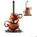 tanding Paper Towel Roll Holder Countertop for Coffee Lovers Women Men, Farmhouse Kitchen Decor and Accessories, Coffee Table Decor for Kitchen Home, 3D Hand-Painting Pattern, Metal