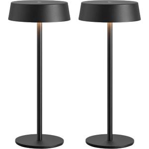2 Pack Cordless Table Lamps, Rechargeable Lamp with 5000mAh Battery Operated, Touch Lamps, Portable Indoor/Outdoor Lamp for Kitchen Living Room Bedroom, Waterproof (Black) (Black (2 Pack))