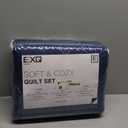 EXQ Home Quilt Set King Size Navy 3 Piece,Lightweight Soft Coverlet Modern Style Squares Pattern Bedspread Set(1 Quilt,2 Pillow Shams)