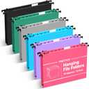 Extra Capacity Plastic Hanging File Folder, 12 Pack Reinforced Hang Folders Letter Size, Heavy Duty 1 Inch Expansion Filing Cabinet Folders, for Bulk Files, Medical Charts, Assorted Colors