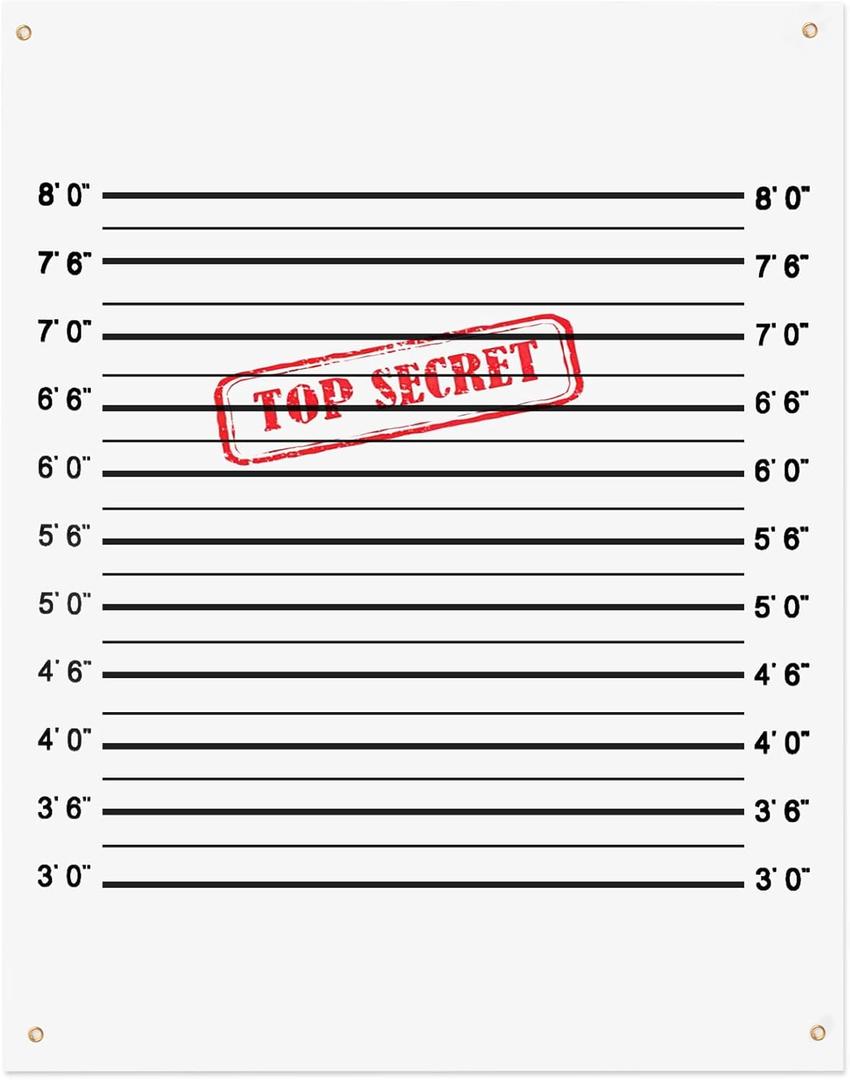 35.4 x 47.2In Secret Agent Mugshot Backdrop Murder Mystery Party Decorations Mugshot Board Top Secret Party Supplies Mystery Party Decorations for Birthday Game Prop Photography Spy Themed Party