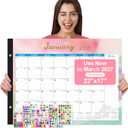 Gannyfer Desk Calendar 2026, 2026 Desk Calendar Large 22"x17", Use Now to March 2027, 18 Month Yearly Desktop Calendar 2026 with Notes, 2026-2027 Calendar for Family, Office, and School(6 Stickers) (Colorful)