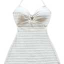 MakeMeChic Women's Summer Vacation Dress Backless Beach Dress Y2k Halter Mini Dresses Sundress (Medium, White)