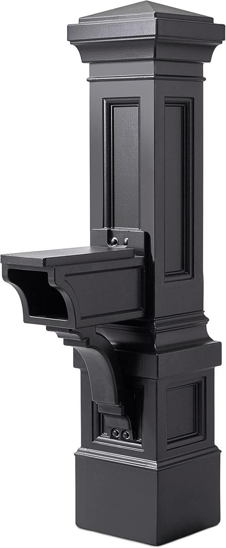 Step2 Atherton Grand Mail Post, Mailbox Not Included, Weather Resistant, Large Outdoor Mail Post, Made of Durable Plastic, Easy Install, Onyx Black