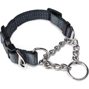 Mighty Paw Martingale Collar with Buckle | Training Dog Collar, Limited Cinch Chain Pet Gear for No Pull Dog Walking. Martingale Dog Collars for Large Dogs, Medium Breeds and Small Pets (Grey)