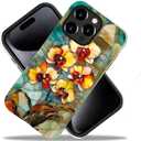 DAIZAG Case Compatible with iPhone 15 Pro Max,Glossy Durable Shock Protection Cover for Girl Women,Orchid Flower Stained Glass